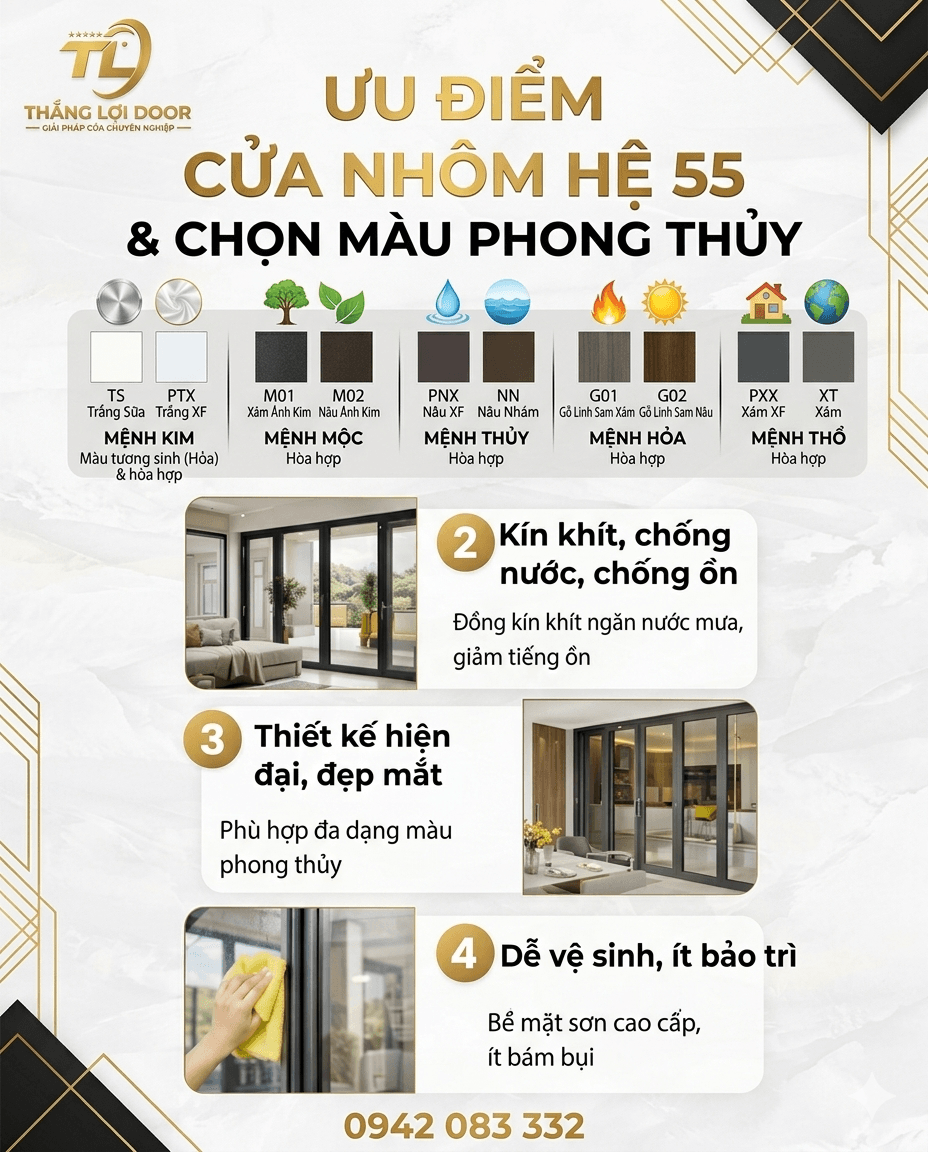 Chọn màu cửa nhôm Xingfa hợp phong thủy tại Kiên Giang