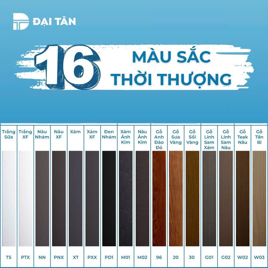 Bảng màu cửa nhôm Xingfa phổ biến tại Kiên Giang